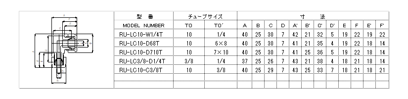 ふっ素樹脂PTFE継手フロロコネクター　異径継手 （厚肉チューブ、石英パイプ、ステンレスパイプ用）